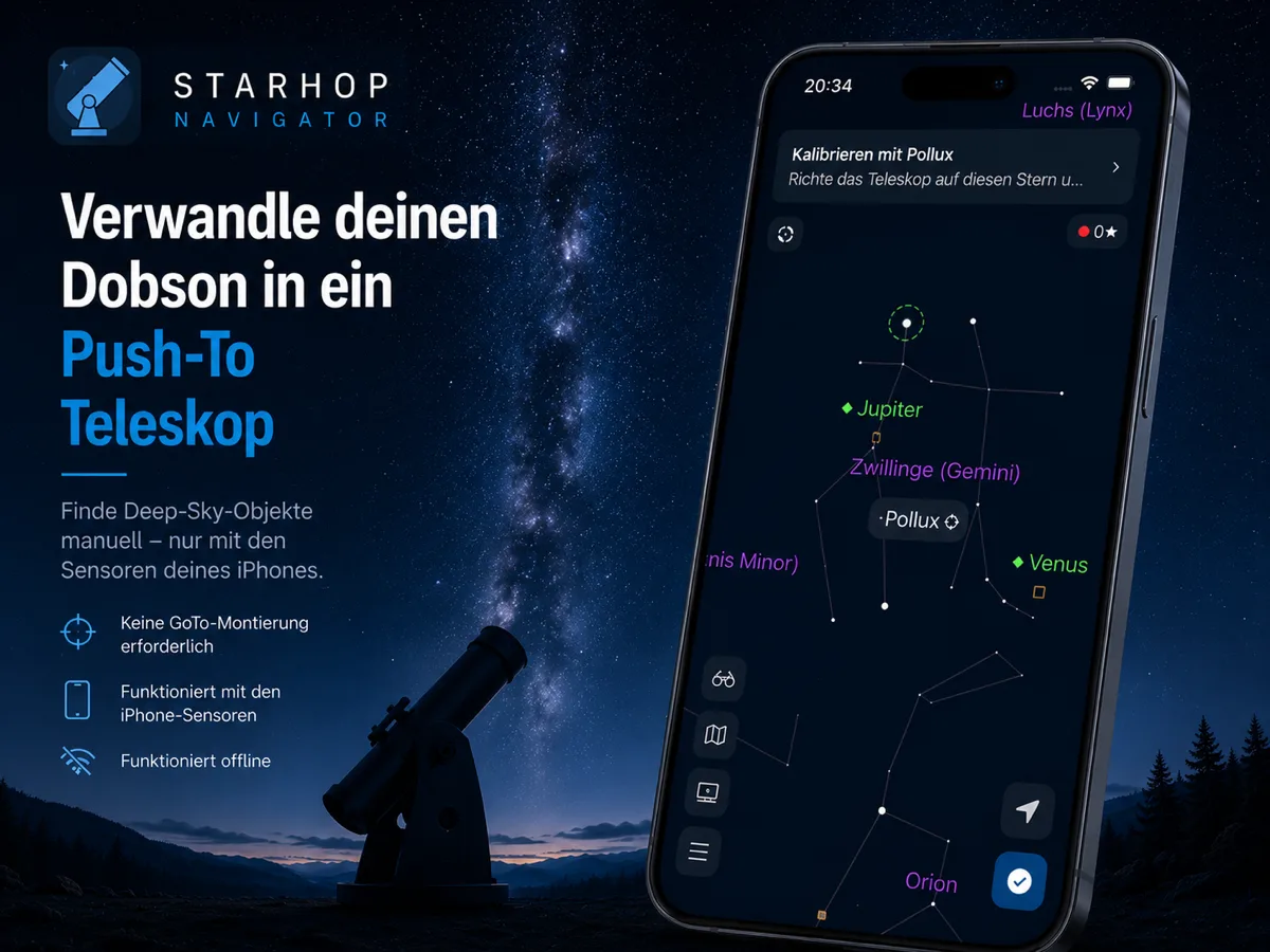 Beobachter mit Teleskop unter dem Sternenhimmel